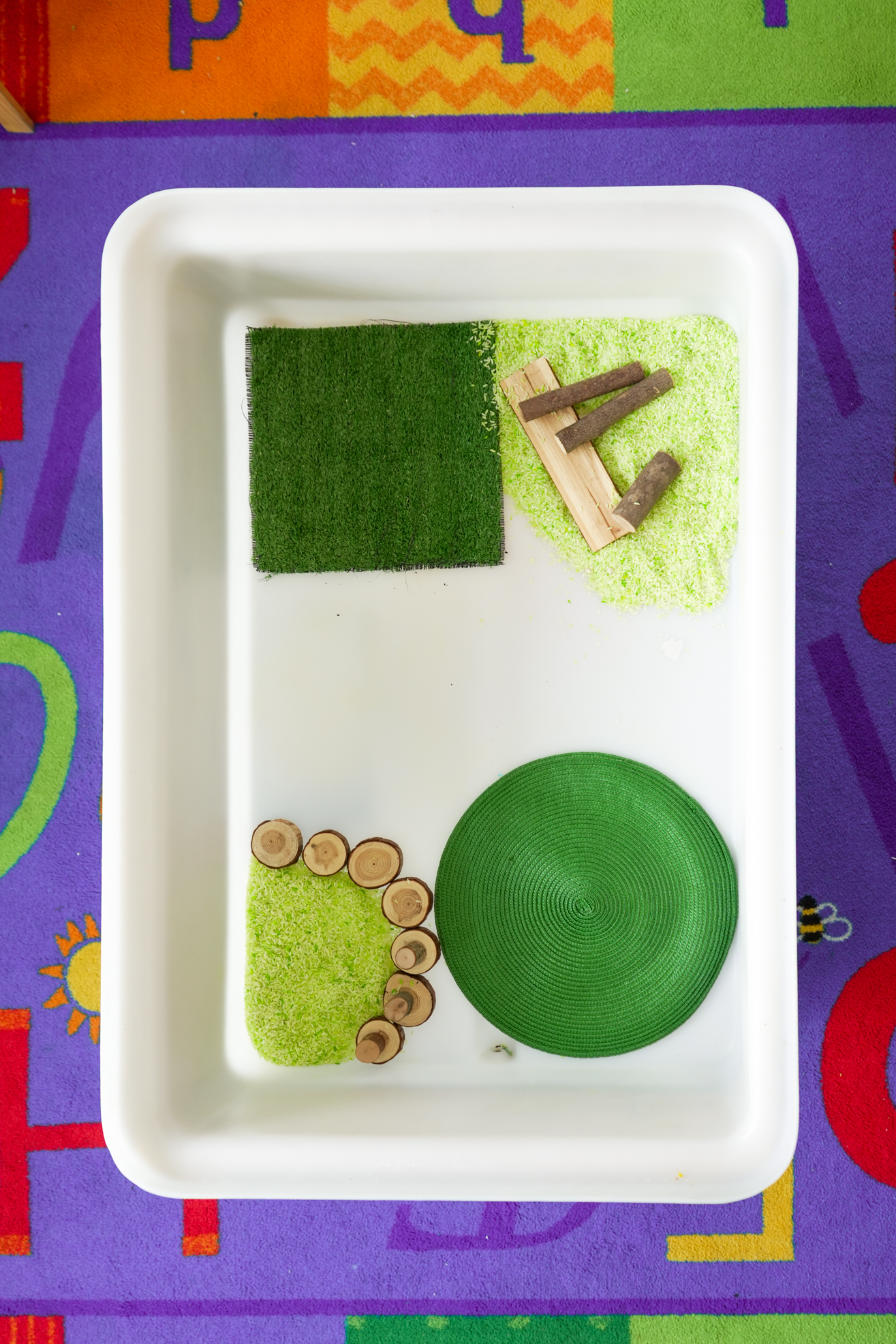 Step 2 of making a sensory bin