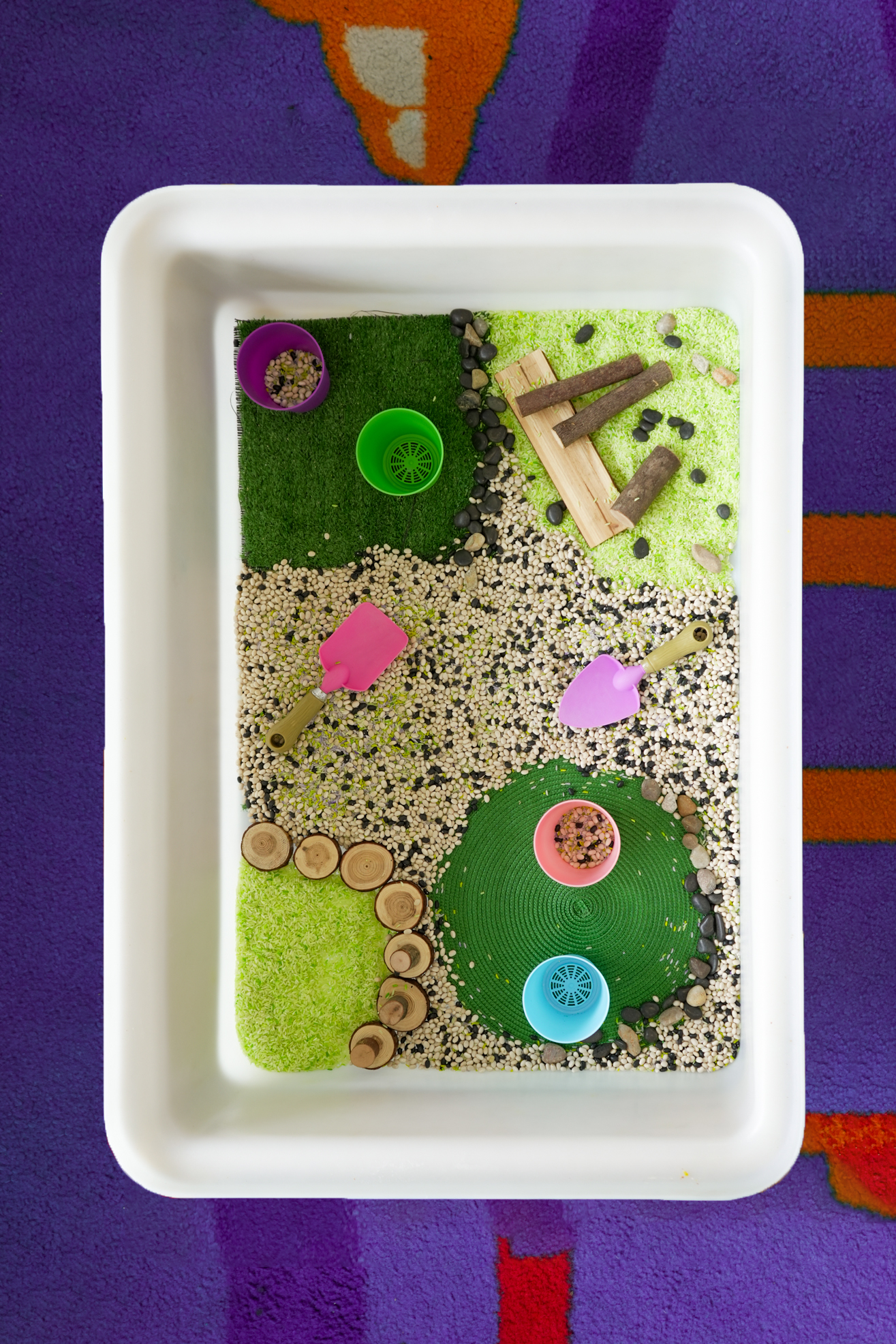Step 4 of making a sensory bin
