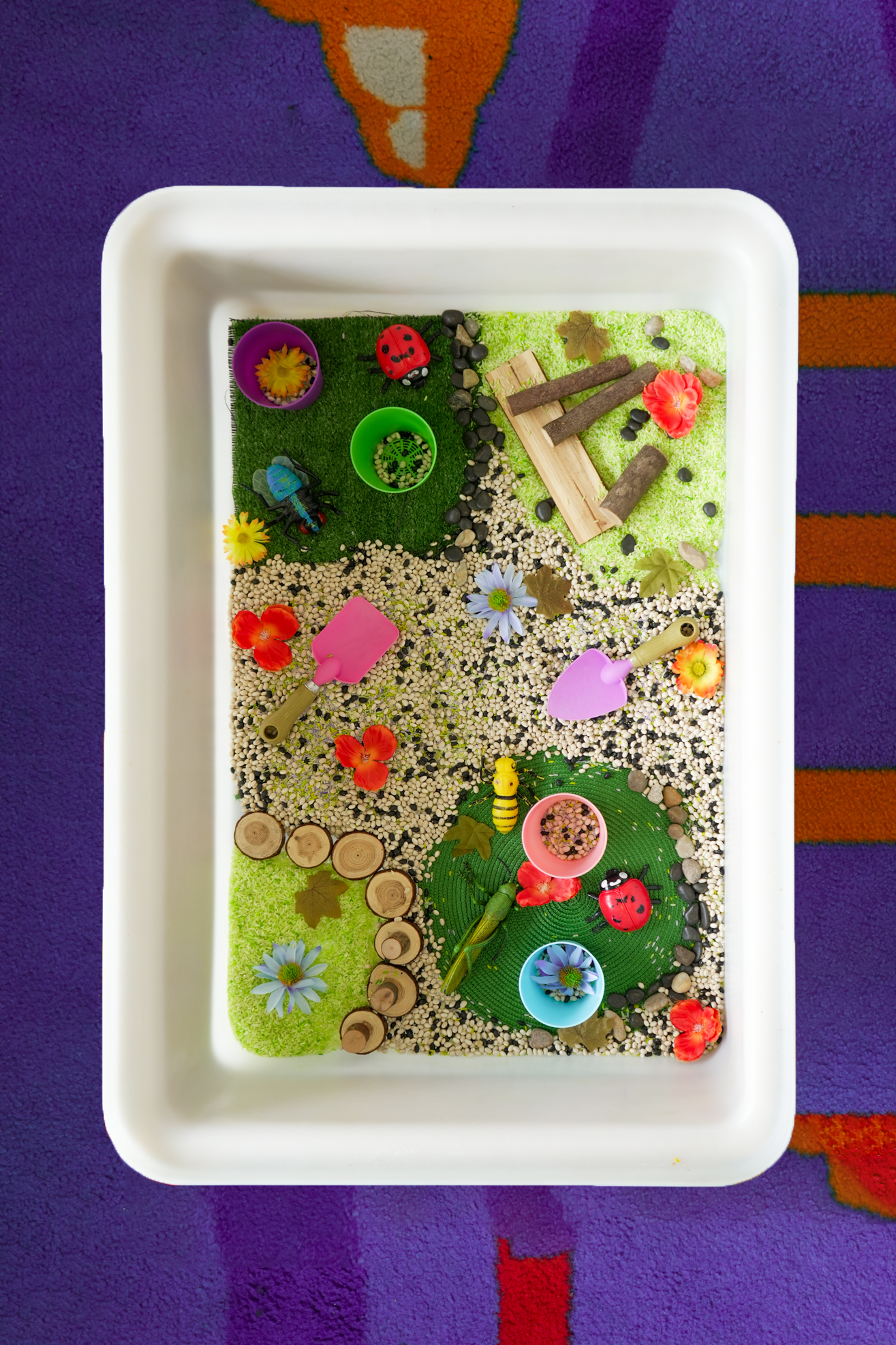 Step 2 of making a sensory bin